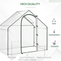 Outsunny Walk In PVC Greenhouse Garden Outdoor Flower Planter Steel Frame w/ Zipped Door & Window 180 x 100 x 168CM White(m-5)