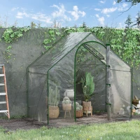 Outsunny Walk In PVC Greenhouse Garden Outdoor Flower Planter Steel Frame w/ Zipped Door & Window 180 x 100 x 168CM White(m-10)
