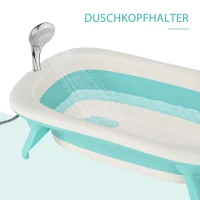 HOMCOM Baby Badewanne, Babybadewanne mit Waschbecken und Shampoobecher, faltbare Badewanne, Kunststoff, Grün, 84,5 x 50,5 x 24 cm(m-8)