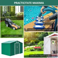 Outsunny Casuta Gradina Verde 277×191×192 cm – Lamiera din Fier(m-8)