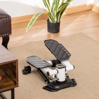 Mini stepper HOMCOM mini rower fitness trenażer wyświetlacz LCD z dwoma dużymi pedałami metal ABS biały + czarny 48 x 34 x 21 cm(m-10)