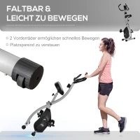 HOMCOM Heimtrainer, faltbarer Fahrradtrainer, 8 Widerstandstufen, Magnetwiderstand, Grau + Schwarz(m-5)