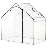 Outsunny Walk In PVC Greenhouse Garden Outdoor Flower Planter Steel Frame w/ Zipped Door & Window 180 x 100 x 168CM White(m-11)