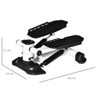 Mini stepper HOMCOM mini rower fitness trenażer wyświetlacz LCD z dwoma dużymi pedałami metal ABS biały + czarny 48 x 34 x 21 cm(m-3)