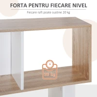 Homcom Biblioteca Perete – 5 Rafturi Lemn Alb 60×24×184,5 cm(m-5)