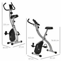 HOMCOM Heimtrainer, faltbarer Fahrradtrainer, 8 Widerstandstufen, Magnetwiderstand, Grau + Schwarz(m-3)