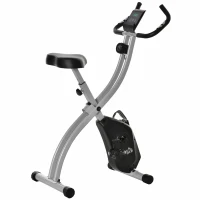 HOMCOM Heimtrainer, faltbarer Fahrradtrainer, 8 Widerstandstufen, Magnetwiderstand, Grau + Schwarz(m-1)