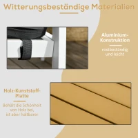 Outsunny Sitzgruppe für 4 Personen, 1 Tisch, 4 Stühle, wetterbeständig, 105 cm x 105 cm x 74 cm, Braun + Weiß + Grau(m-5)