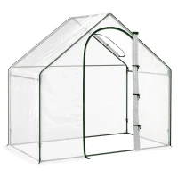 Outsunny Walk In PVC Greenhouse Garden Outdoor Flower Planter Steel Frame w/ Zipped Door & Window 180 x 100 x 168CM White(m-1)
