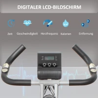 HOMCOM Heimtrainer, faltbarer Fahrradtrainer, 8 Widerstandstufen, Magnetwiderstand, Grau + Schwarz(m-7)