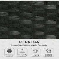 Outsunny Gartenmöbel-Set für 4 Personen aus PE-Rattan mit Pergola, wetterbeständig, abnehmbare Bezüge,Schwarz+Beige(m-4)
