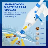 Outsunny Aspirador Limpiafondos Inalámbrico para Piscina con Poste Telescópico 54-113 cm de Uso Manual 20x17x161 cm Blanco(m-4)