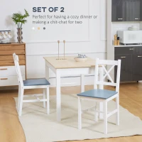 HOMCOM Dining Chairs Set of 2, Pine Wood Kitchen Chairs with Cross Back, Solid Structure for Living Room and Dining Room, White(m-4)
