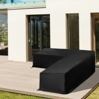Outsunny Funda Protectora para Muebles de Jardín en Forma de L Cubierta para Sofás Exterior con Hebillas de Tracción Tela Oxford 600D Impermeable 260x76x82 cm Negro(m-10)
