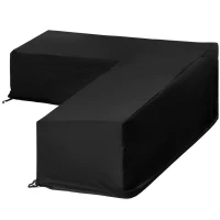 Outsunny Funda Protectora para Muebles de Jardín en Forma de L Cubierta para Sofás Exterior con Hebillas de Tracción Tela Oxford 600D Impermeable 260x76x82 cm Negro(m-1)