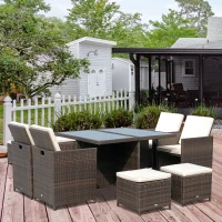 Outsunny komplet stół z krzesłami z technorattanu zestaw ogrodowy komplet 21 el. Brązowe aluminiowe meble ogrodowe(m-12)