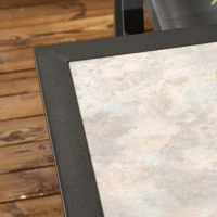 Outsunny 94 x 94 cm Garden Table with Parasol Hole, Outdoor Dining Table for 4, Square Patio Table with Stone-Grain Effect PC Board Top for Patio, Garden, Grey(m-9)