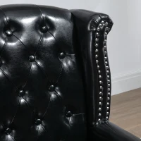 HOMCOM Wingback Accent Chair Tufted Chesterfield-style Armchair with Nail Head Trim for Living Room Bedroom Black(m-7)