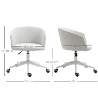 Vinsetto Scaun de Birou pentru Acasa, Scaun de Calculator din Material Textil din Panza cu Inaltime Reglabila si Roti Pivotante pentru Camera de Zi, Dormitor, Studiu, Gri Deschis(m-3)