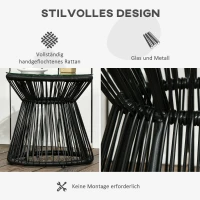 Outsunny tuintafel in boho-stijl, weerbestendig, PE-rotan, 40 cm x 40 cm x 42 cm, zwart(m-5)