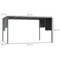 Outsunny 3(m) x 4m Metal Pergola with LED Lights, Outdoor Garden Pergola with Sliding Roof, Solar Powered, for BBQ, Lawn, Dark Grey(m-3)