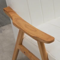 HOMCOM Sofá de 2 Lugares Moderno Estofado em Poliéster com Assento Acolchoado e Pés de Madeira 126x74x82 cm Creme(m-7)
