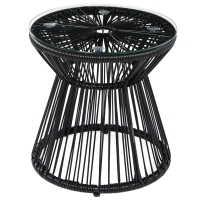 Outsunny tuintafel in boho-stijl, weerbestendig, PE-rotan, 40 cm x 40 cm x 42 cm, zwart