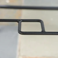 Outsunny 94 x 94 cm Garden Table with Parasol Hole, Outdoor Dining Garden Table for Four with Slatted Metal Plate Top, Black(m-9)