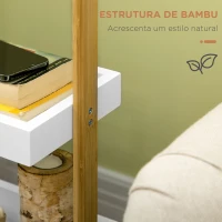HOMCOM Carrinho de Casa de Banho de Bambu com Rodas e 3 Cestos de Armazenamento 28x18x75 cm Branco e Madeira(m-6)