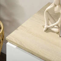 HOMCOM Cassettiera 6 Cassetti Moderna in Legno, 135x48x77cm, Bianco e Colore Legno(m-8)