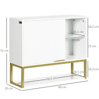 Kleankin Armoire murale de salle de bain avec niches placard étagère réglable en panneaux de particules - blanc doré(m-3)