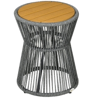 Outsunny stół ogrodowy w stylu boho, odporny na warunki atmosferyczne, rattan PE, 39 cm x 39 cm x 49 cm, czarny+naturalny