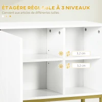 Kleankin Armoire murale de salle de bain avec niches placard étagère réglable en panneaux de particules - blanc doré(m-5)