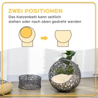 PawHut Koszyk dla kota, domek dla kota z poduszką, jaskinia dla kota, poliesterowy sznur, fioletowy(m-6)