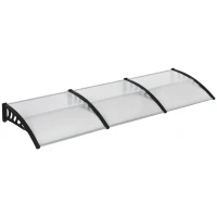 Outsunny Front Door Canopy, Outdoor Awning, 303 x 96cm Rain Shelter for Window, Porch and Front/Back Door, Clear(m-11)