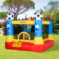 Outsunny Kids Football Bouncy Castle House Inflatable Trampoline w/ Blower Outdoor Play  Garden Activity Fun 3-8 Years 2.25 x 2.2 x 1.95m(m-2)