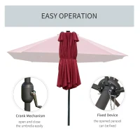 Outsunny 4.4m Double-Sided Sun Umbrella Patio Parasol LED Solar Lights Red(m-7)