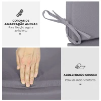 Outsunny Almofada para Baloiço de 2 Peças Almofada para Baloiço de Assento e Encosto Acolchoado 130x45x5 cm Cinza(m-5)