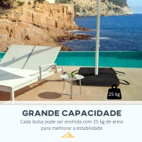 Outsunny Conjunto de 2 Bolsas de Areia para Peso de Chapéu de Sol 50 kg Base para Chapéu de Sol com Pá e Alças 50x25x18 cm Preto(m-7)