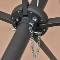 Outsunny Garden Parasol 4.4m Double-Sided Sun Umbrella Patio Parasol LED Solar Lights Khaki(m-9)