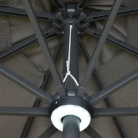 Outsunny 2.7m Garden Parasol Sun Umbrella w/ LED Solar Light Angled Canopy Grey(m-9)