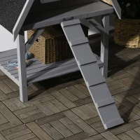 PawHut Katzenhaus mit 2 Ebenen, Katzenhöhle, 1 Rampe, wetterbeständig, Dunkelgrau + Schwarz(m-9)