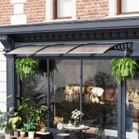 Outsunny Front Door Canopy, Outdoor Awning, 303 x 96cm Rain Shelter for Window, Porch and Front/Back Door, Clear(m-10)