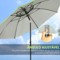 Outsunny Chapéu de Sol de Praia com Teto Duplo Ângulo Ajustável Proteção UV30+8 Varas de Aço e Bolsa de Transporte Ø185x205 cm Verde(m-5)