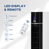 HOMCOM Portable Air Cooler, 3L Tank Evaporative Ice Cooling Tower Fan with 3 Modes, 3 Speeds, Remote, Timer, 60° Oscillating, Portable Swamp Cooler for Home Bedroom, White(m-9)