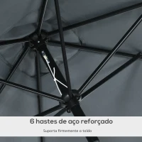 Outsunny Chapéu de Sol de Alumínio Retangular com Toldo Inclinável a Manivela e Mastro Desmontável  195x295x240 cm Cinza(m-7)