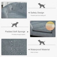 PawHut Dog Sofa Bed Pet Chair Couch with Water Resistant Fabric, Kitten Lounge with Soft Cushion, Wooden Frame for Mini Size Dogs - Grey(m-6)