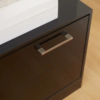 HOMCOM Set Appendi Abiti da Ingresso con Specchio e Scarpiera per 8 Paia di Scarpe, Nero Lucido(m-9)