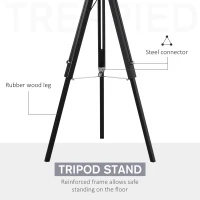 HOMCOM Modern Tripod Floor Lamps for Living Room with Fabric Lampshade, Standing Lamp for Bedroom Bulb not Included, Grey and Black(m-6)