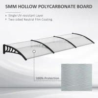 Outsunny Front Door Canopy, Outdoor Awning, 303 x 96cm Rain Shelter for Window, Porch and Front/Back Door, Clear(m-4)